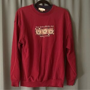Vintage Maroon My Grandkids are loved Embroidered Bear Sweatshirt